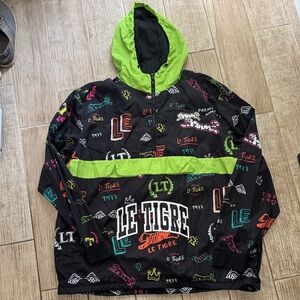 Le Tigre mens windbreaker rain jacket graphic black green 3XL
